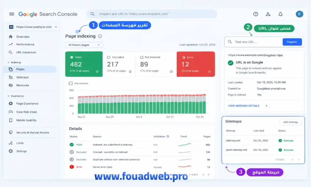 استخدام Google Search Console لفحص أرشفة موقعك